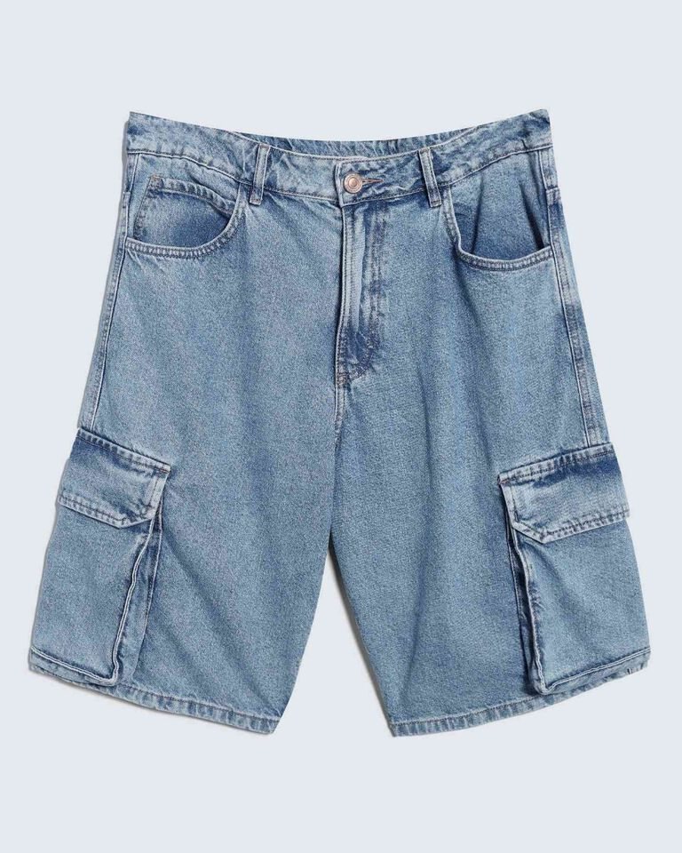 Bermuda Cargo Jean Azul Claro