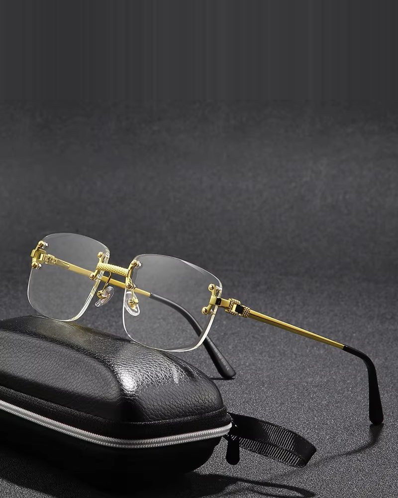 Gafas Sin Montura Doradas Lente Transparente