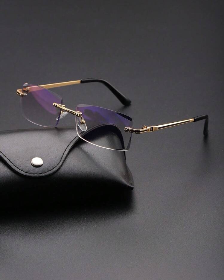 Gafas Sin Montura Doradas Lente Violeta